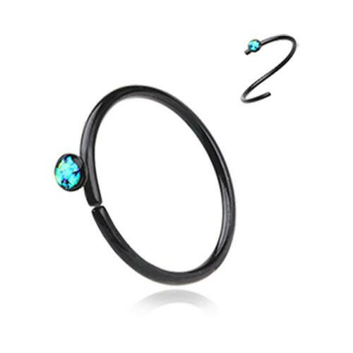 Colorline Opal Sparkle Bendable Steel Nose Hoop Nose Ring Impulse Piercings 5/16" (8mm) Black/Black