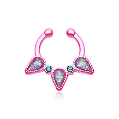 Colorline Opal Sparkle Trident Fake Septum Clip-On Ring Fake Septum Ring Impulse Piercings