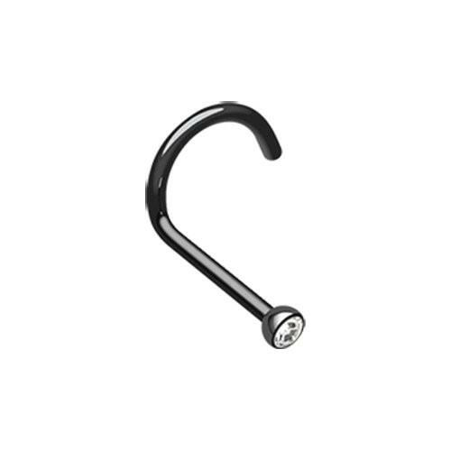 Colorline Press Fit Gem Top Nose Screw Ring Nose Ring Impulse Piercings 20 gauge (0.8mm) Black/Clear