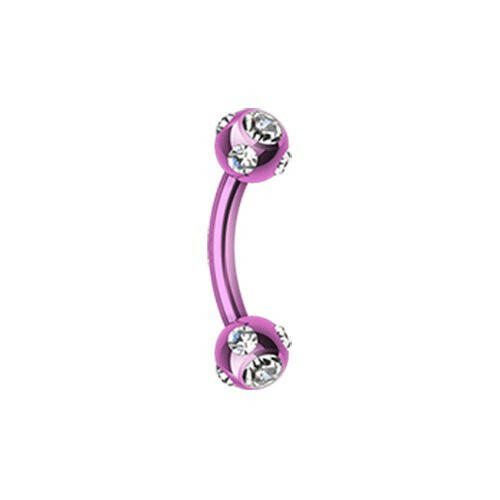 Colorline PVD Aurora Gem Ball Curved Barbell Eyebrow Ring Curved Barbell Impulse Piercings 5/16" (8mm) Purple/Clear