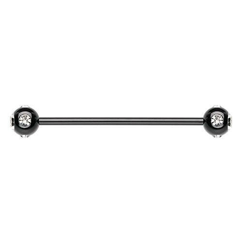 Colorline PVD Aurora Gem Ball Industrial Barbell Industrial Barbell Impulse Piercings 1-1/4" (32mm) 1/4" (6mm) Black/Clear