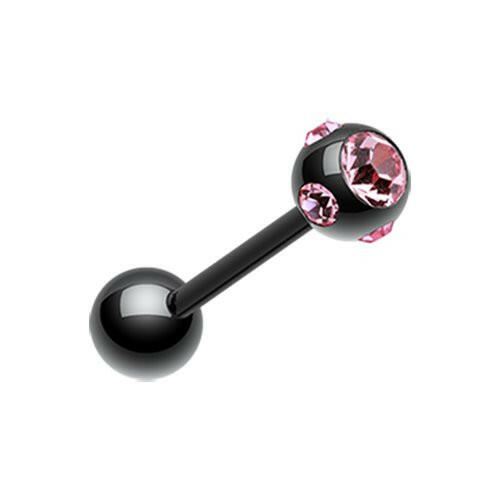 Colorline PVD Aurora Gem Ball Steel Barbell Tongue Ring Barbell Impulse Piercings 3/16" (5mm) Black/Pink