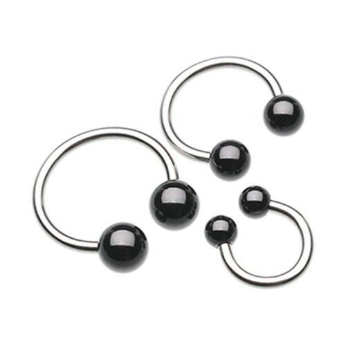 Colorline PVD Ball Ends Steel Horseshoe Circular Barbell Circular Barbell Impulse Piercings 5/16" (8mm) 1/8" (3mm) Black