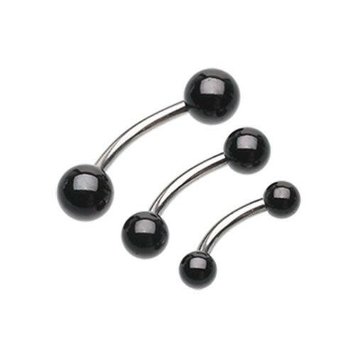 Colorline PVD Ball Top Steel Curved Barbell Ring Curved Barbell Impulse Piercings 5/16" (8mm) 5/32" (4mm) Black