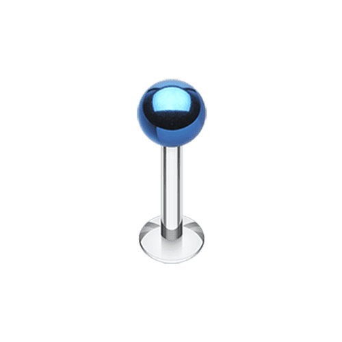 Colorline PVD Ball Top Steel Labret Labret Impulse Piercings 1/4" (6mm) 7/64" (2.5mm) Blue