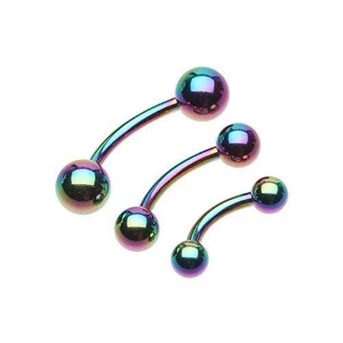 Colorline PVD Basic Curved Barbell Ring Curved Barbell Impulse Piercings 5/16" (8mm) 5/32" (4mm) Rainbow