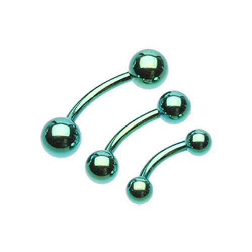 Colorline PVD Basic Curved Barbell Ring Curved Barbell Impulse Piercings 5/16" (8mm) 5/32" (4mm) Green