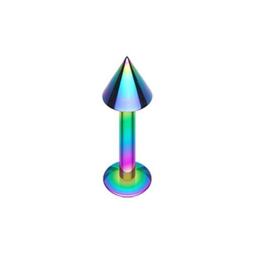 Colorline PVD Basic Steel Spike Labret Labret Impulse Piercings 5/16" (8mm) 1/8" (3mm) Rainbow