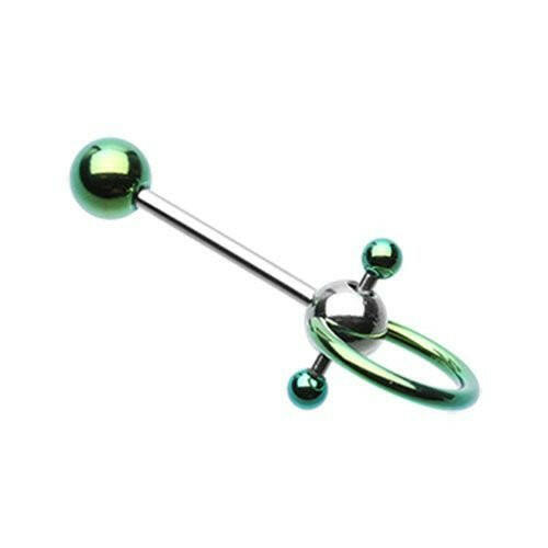 Colorline PVD Double Ball Slave Barbell Ring Barbell Impulse Piercings Green