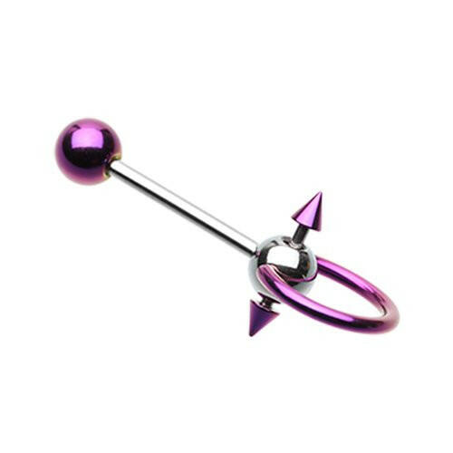 Colorline PVD Double Spike Slave Barbell Ring Barbell Impulse Piercings Purple