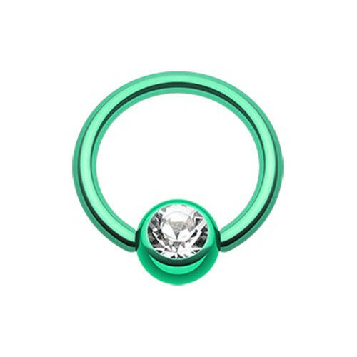 Colorline PVD Gem Ball Captive Bead Ring Captive Bead Impulse Piercings 3/8" (10mm) 3/16" (5mm) Green/Clear