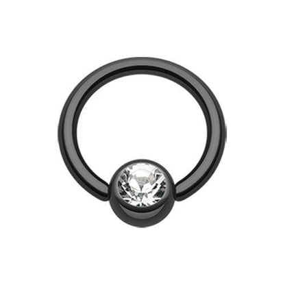 Colorline PVD Gem Ball Captive Bead Ring Captive Bead Impulse Piercings 5/16" (8mm) 5/32" (4mm) Black/Clear