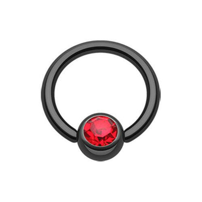 Colorline PVD Gem Ball Captive Bead Ring Captive Bead Impulse Piercings 5/16" (8mm) 5/32" (4mm) Black/Red