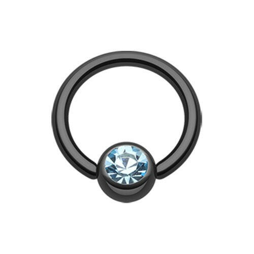 Colorline PVD Gem Ball Captive Bead Ring Captive Bead Impulse Piercings 5/16" (8mm) 5/32" (4mm) Black/Aqua