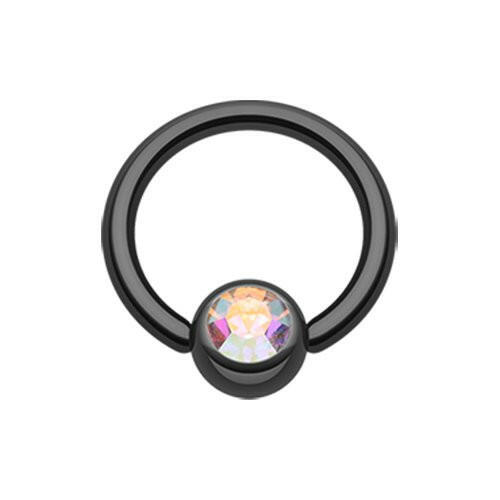 Colorline PVD Gem Ball Captive Bead Ring Captive Bead Impulse Piercings 5/16" (8mm) 5/32" (4mm) Black/Aurora Borealis