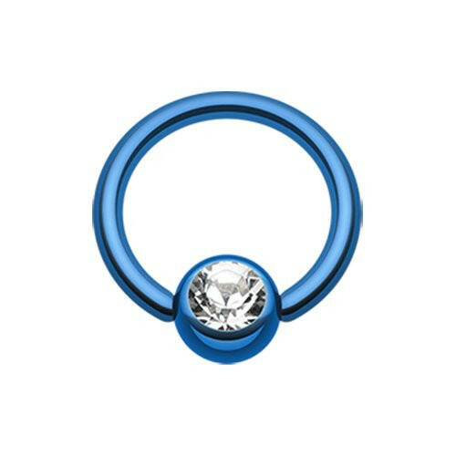 Colorline PVD Gem Ball Captive Bead Ring Captive Bead Impulse Piercings 3/8" (10mm) 3/16" (5mm) Blue/Clear