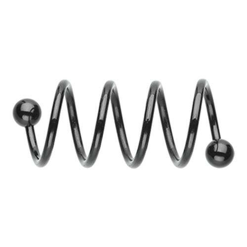 Colorline PVD Quad Twist Spiral Ring Spiral Impulse Piercings 14 GA (1.6mm) 1/2" (12mm) Black