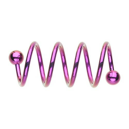 Colorline PVD Quad Twist Spiral Ring Spiral Impulse Piercings 16 GA (1.2mm) 3/8" (10mm) Purple