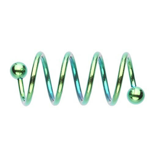 Colorline PVD Quad Twist Spiral Ring Spiral Impulse Piercings 16 GA (1.2mm) 3/8" (10mm) Green