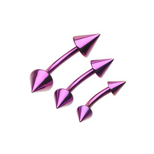 Colorline PVD Spike Curved Barbell Ring Curved Barbell Impulse Piercings 5/16" (8mm) 5/32" (4mm) Purple