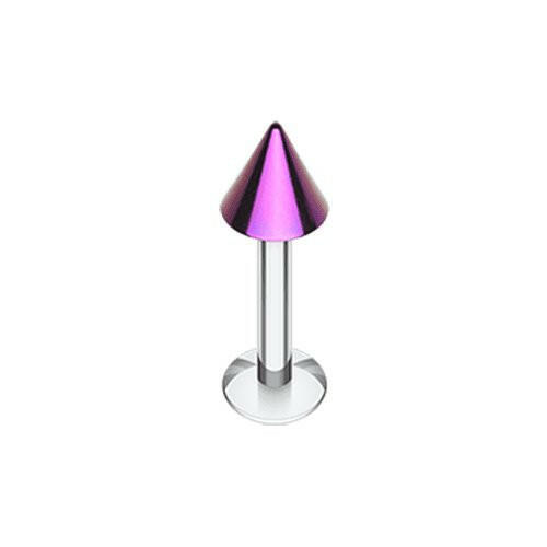 Colorline PVD Spike Top Steel Labret Labret Impulse Piercings 5/16" (8mm) 1/8" (3mm) Purple