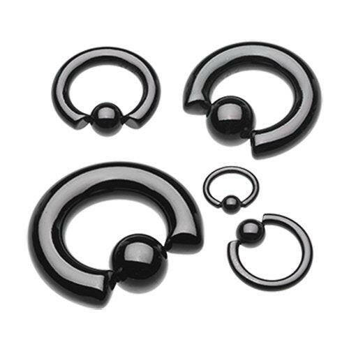 Colorline PVD Steel Captive Bead Ring - Black Septum Ring Impulse Piercings 20 GA (0.8mm) 5/16" (8mm) 1/8" (3mm)