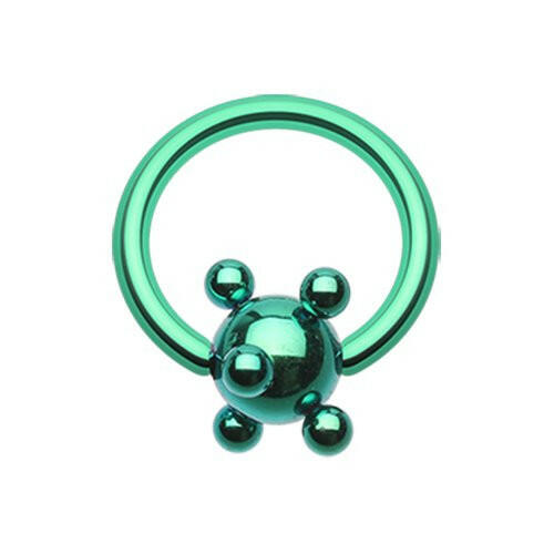 Colorline PVD Studded Ball Captive Bead Ring Captive Bead Impulse Piercings 3/8" (10mm) 5/32" (4mm) Green