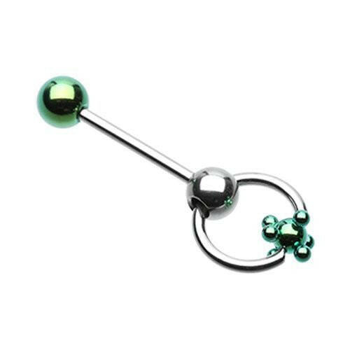 Colorline PVD Studded Ball Slave Barbell Ring Barbell Impulse Piercings Green