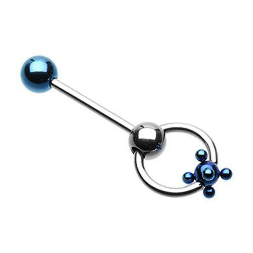 Colorline PVD Studded Ball Slave Barbell Ring Barbell Impulse Piercings Blue