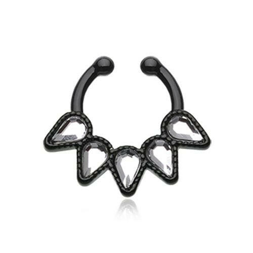 Colorline Quinary Spear Fake Septum Clip-On Ring Fake Septum Ring Impulse Piercings Black/Clear