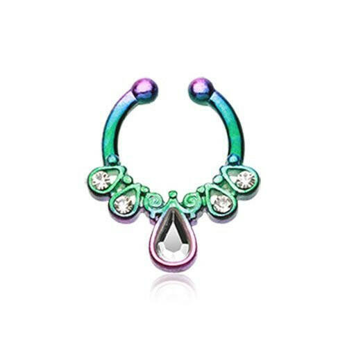 Colorline Radiant Kao Fake Septum Clip-On Ring Fake Septum Ring Impulse Piercings Rainbow/Clear