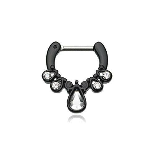 Colorline Radiant Kao Septum Clicker Septum Ring Impulse Piercings 16 GA (1.2mm) 1/4" (6mm) Black/Clear