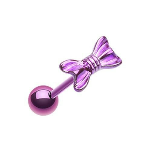 Colorline Ribbon Bow Tie Barbell Tongue Ring Barbell Impulse Piercings