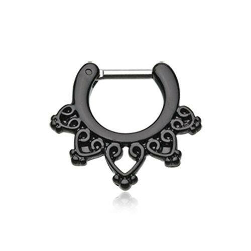 Colorline Royal Bliss Filigree Septum Clicker Septum Ring Impulse Piercings 16 GA (1.2mm) 1/4" (6mm)