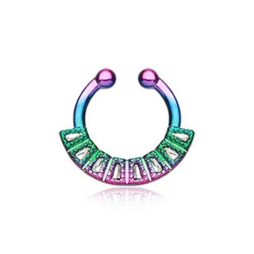 Colorline Sabre Arc Fake Septum Clip-On Ring Fake Septum Ring Impulse Piercings Rainbow/Clear