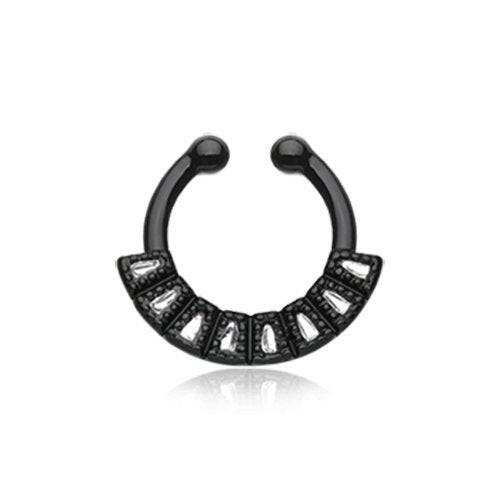 Colorline Sabre Arc Fake Septum Clip-On Ring Fake Septum Ring Impulse Piercings Black/Clear