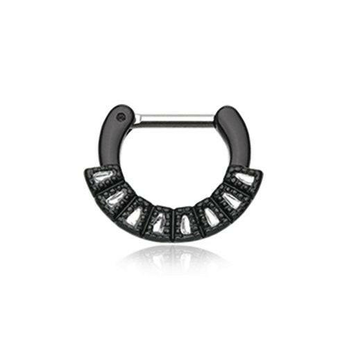 Colorline Sabre Arc Septum Clicker Septum Ring Impulse Piercings 16 GA (1.2mm) 1/4" (6mm) Black/Clear