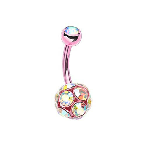 Colorline Sparkle Multi Gem Belly Button Ring Navel Ring Impulse Piercings Light Pink/Aurora Borealis