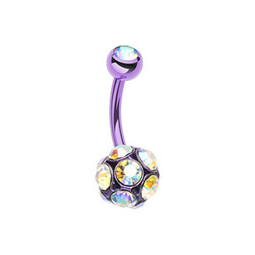 Colorline Sparkle Multi Gem Belly Button Ring Navel Ring Impulse Piercings Light Purple/Aurora Borealis