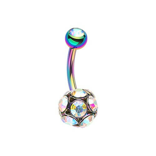 Colorline Sparkle Multi Gem Belly Button Ring Navel Ring Impulse Piercings Rainbow/Aurora Borealis