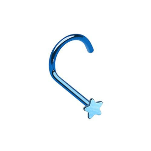 Colorline Star Nose Screw Ring Nose Ring Impulse Piercings 20 gauge (0.8mm) Blue