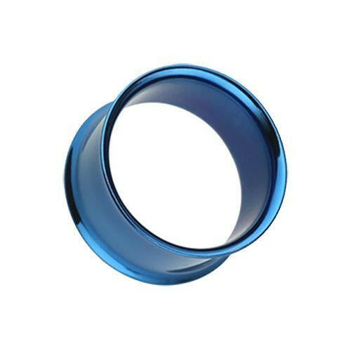 Colorline Steel Double Flared Ear Gauge Tunnel Plug Earrings Plug Earrings Impulse Piercings 10 GA (2.4mm) Blue