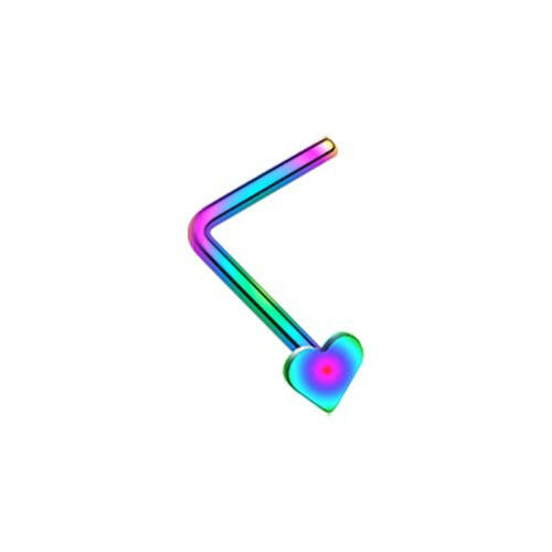 Colorline Steel Heart L-Shaped Nose Ring Nose Ring Impulse Piercings 20 gauge (0.8mm) Rainbow