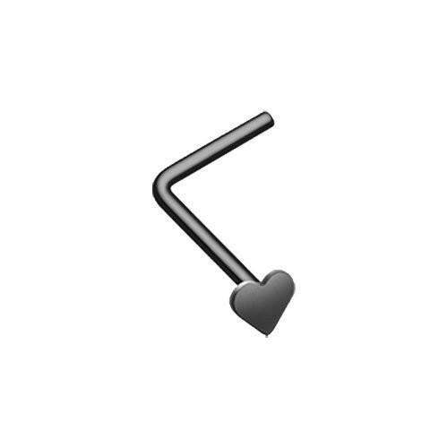 Colorline Steel Heart L-Shaped Nose Ring Nose Ring Impulse Piercings 20 gauge (0.8mm) Black