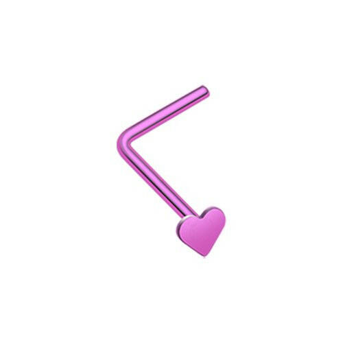 Colorline Steel Heart L-Shaped Nose Ring Nose Ring Impulse Piercings 20 gauge (0.8mm) Purple