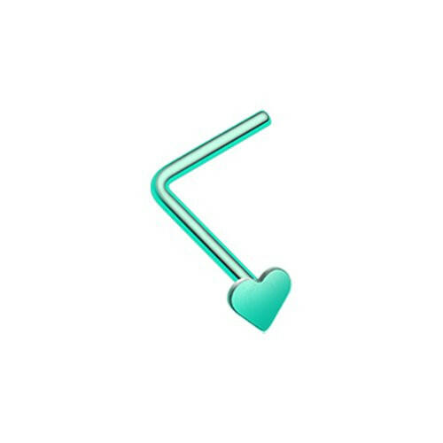 Colorline Steel Heart L-Shaped Nose Ring Nose Ring Impulse Piercings 20 gauge (0.8mm) Green