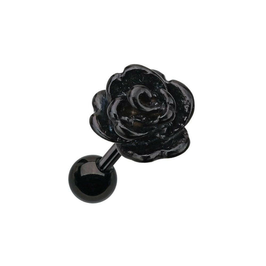 Colorline Steel Rose Cartilage Tragus Earring Cartilage Earring Impulse Piercings Black