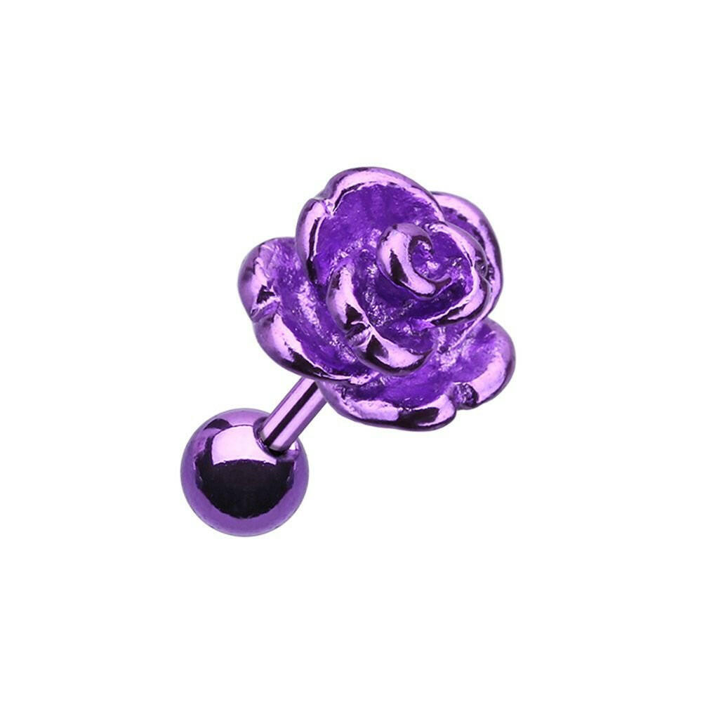 Colorline Steel Rose Cartilage Tragus Earring Cartilage Earring Impulse Piercings Pueple