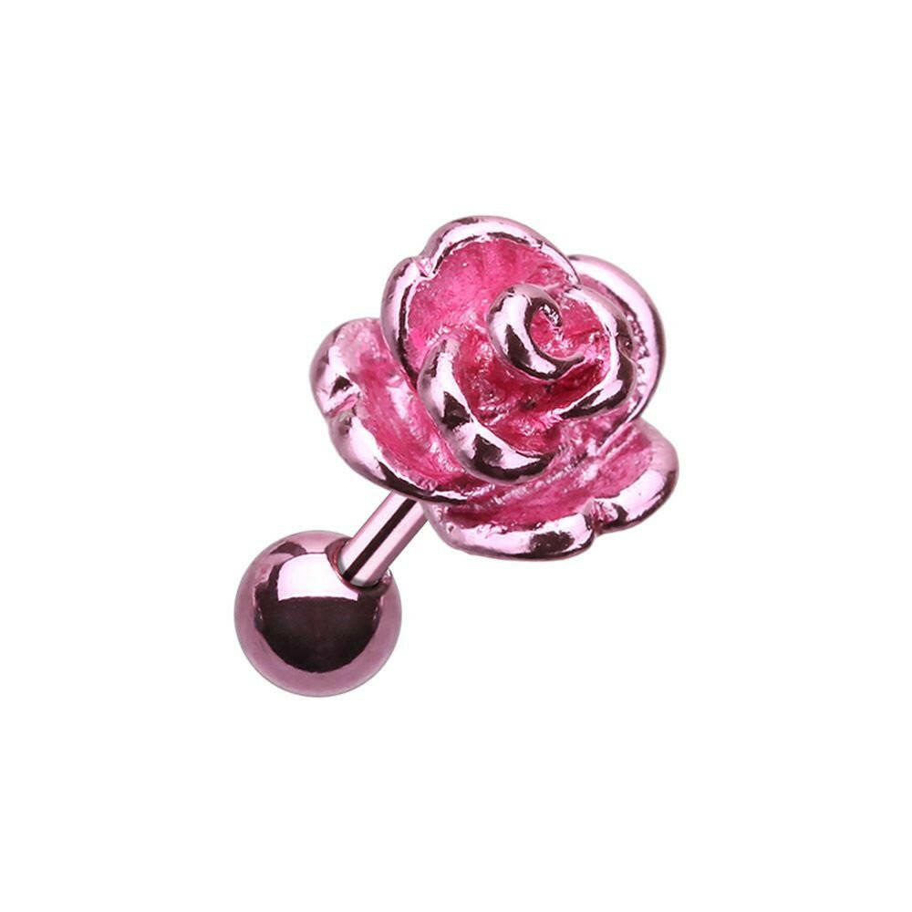 Colorline Steel Rose Cartilage Tragus Earring Cartilage Earring Impulse Piercings Pink