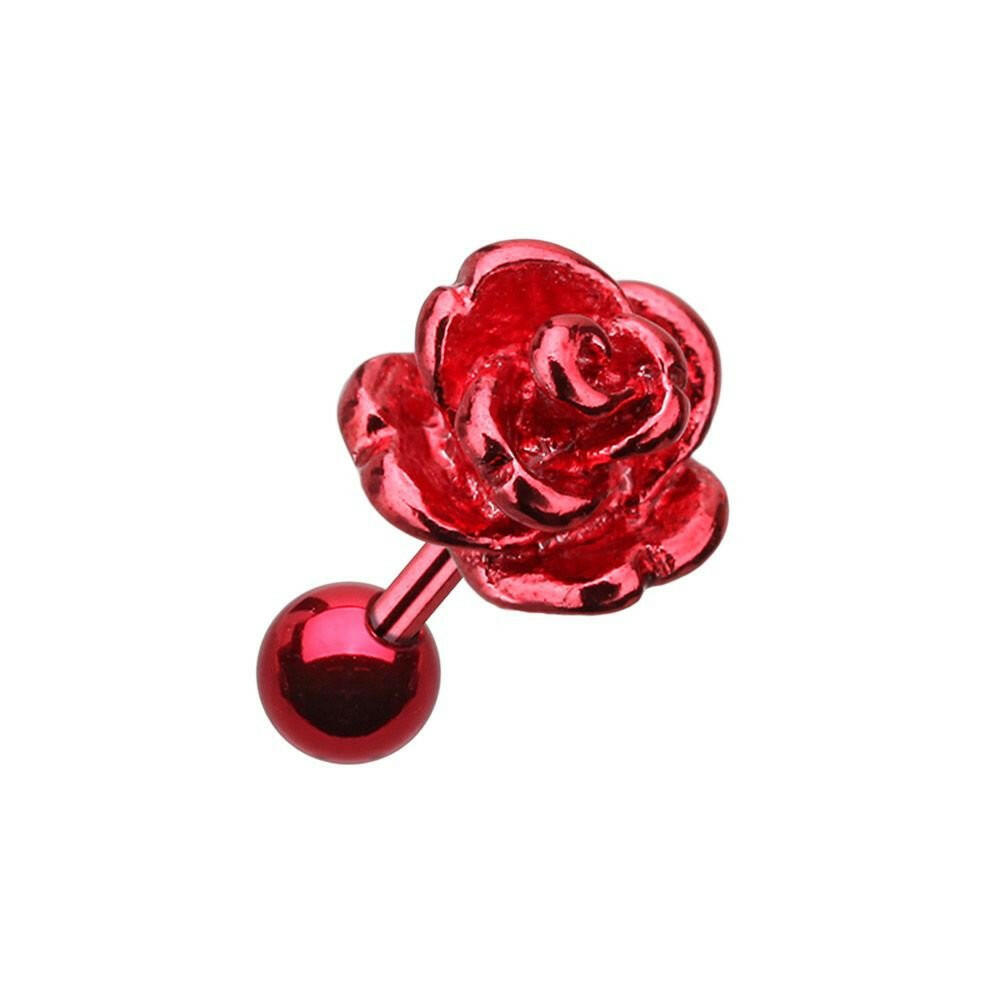 Colorline Steel Rose Cartilage Tragus Earring Cartilage Earring Impulse Piercings Red